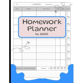 Homework Planner for ADHD: Daily Focus Goals & Mood Tracker with Break Reminders - Assignment Organizer for Student Success