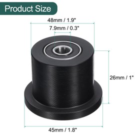 sourcing map 4 Pack Nylon Machined Wheels/Rollers Gym Replacement Wheels for Total Gym Accessories Part with Bearings Through Hole of 5/16" in Diameter, Black
