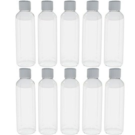 AME Bespoke Multi Pack of 10 Plastic Bottles with Screw Lids 100ml Bottles ideal for Travel - 10 Clear PET plastic bottles and 10 white screw Lids included per pack