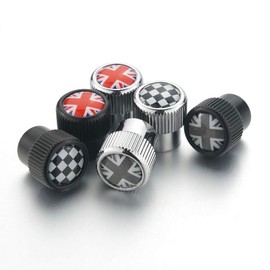 Heinmo For Cooper F/R Series Car Tyre Wheel Stem Air Valve Cap Dust Cover Tyre Valve Stem Caps Union Jack 4 Pieces (SV Grey)