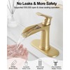 HOIGY Waterfall Faucet, Brass Gold Bathroom Faucet 1 Hole, 1