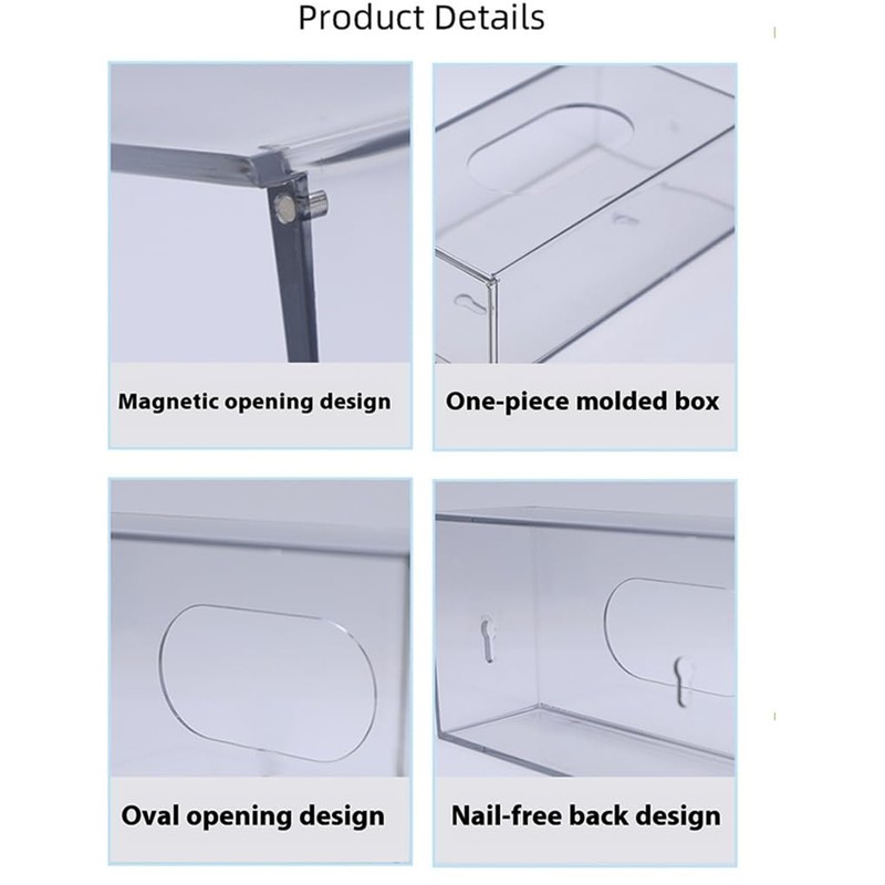 CLSSLVVBN Glove Dispenser Box, Clear Disposable Face Mask Box Holder,
