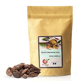NY SPICE SHOP Black Cardamom Pods – 4 Oz Whole Black Cardamom Pods (Kali Elachi) – Dried Black Cardamom Pods (Tsao Ko/Cao Guo) – Strong Aromatic Flavor
