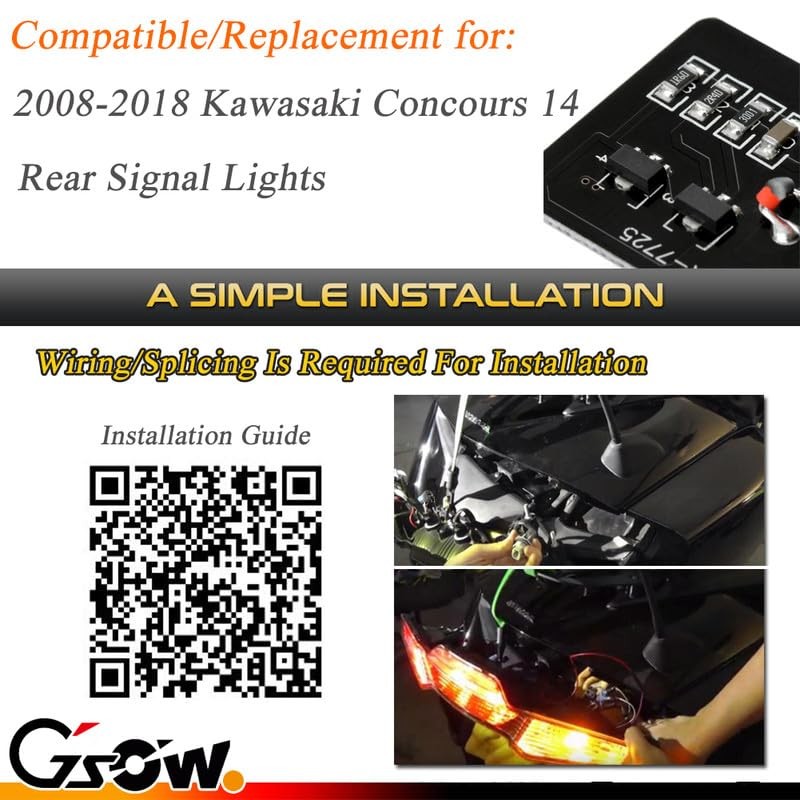 GSOWO 2 PCS Turn Signal Lights for 2008-2018 Kawasaki Concours