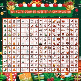 Tatuajes de Navidad, 204pcs Tatuaje De Navidad Pegatinas, Cicatriz Tatuaje Navidad,para Nios Rellenos para calcetines, Fiesta de Navidad Decoraciones 