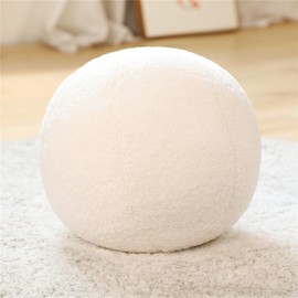 Sarah Duke 3D Round Cushion Plush Ball Decorative Cushion Round Ball Cushion Plush Decorative Cushion Aesthetic Cushion for Living Room Bedroom (White)