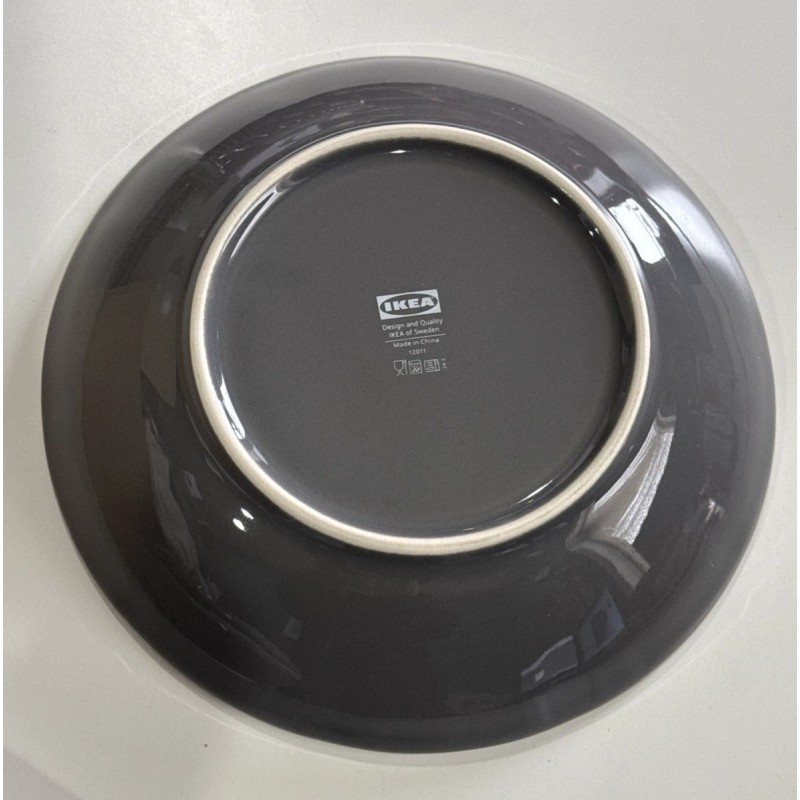 IKEA New IKEA STRIMMIG Deep plate 4 Pack Stoneware grey