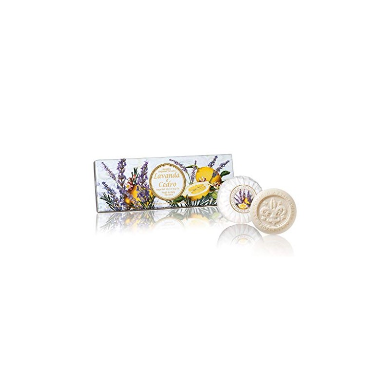 Lavendel- & Zedernseife, rund 3 St je 100g, handgemachte italienische