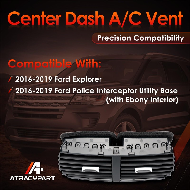 Center Dash A/C Air Vent, Compatible with 2016-2019 Ford Explorer,