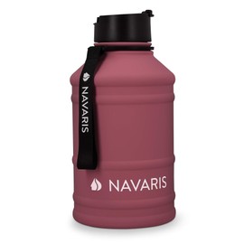 Navaris 2.2 Litre Fitness Water Bottle, XXL Bottle Gym Bottle, Sports Water Bottle, Sturdy Sports Bottle Made of Stainless Steel, BPA Free, red