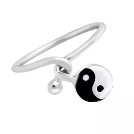 AeraVida Beautiful Eternal Duality Yin and Yang Twisting Sterling Silver Band Ring-9