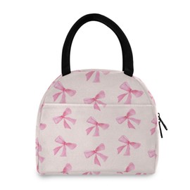 Blueangle Pink Bow Lunch Bag, Insulated Lunch Box, Small Leakproof Cooler Food Lunch Containers Reusable Lunch Tote Bags for Work, Travel, Outdoor