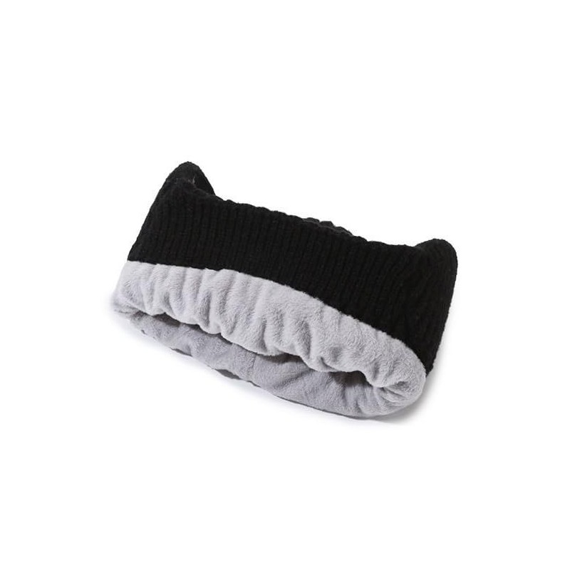 Winter Knit Beanie with Snowflake Pattern, Black, Ribbed Design with