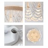 AMZASA White Boho Wood Beaded with Hemp Rope Flush Mount