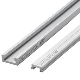 POWERTEC 48" Miter T Track w/T-Bar for Table Saw, Router Table, Band Saw, Works with 3/4” x 3/8” Miter T Slot, Miter Gauge, T Track Accessories for Woodworking and Sliding Jigs, 1 Set (71156)