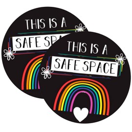 This is A Safe Space Magnet, Round Inspirational Magnetic Decals for Cars, Refrigerators, Lockers, Whiteboards, Diversity and Inclusivity Magnets for Classrooms, 5.5 Inches (Pack of 2)