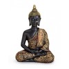 TEMPELWELT Decorative figure Buddha statue Amithaba sitting 15 cm high, polystone black gold, Dhyani Buddha decorative figure Thai Buddha statue Buddha figurine