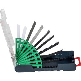 KWB Power Box for Curved Cutting Jig Saw Blade Set for Cutting Wood and Metal (Set of 10) – 1 109180