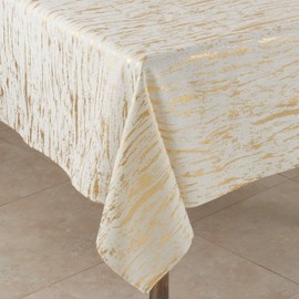 SARO LIFESTYLE Distressed Foil Tablecloth, 54" x 54", Gold