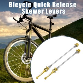 Motoforti Pair of Bicycle Front and Rear Axle Quick Release 140 mm 180 mm Gold