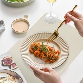 Lumaca Washable Placemats, Set of 4 Placemats, Washable, Place Mats, Heat Resistant, Non-Slip, for Kitchen Table and Restaurant, Beige