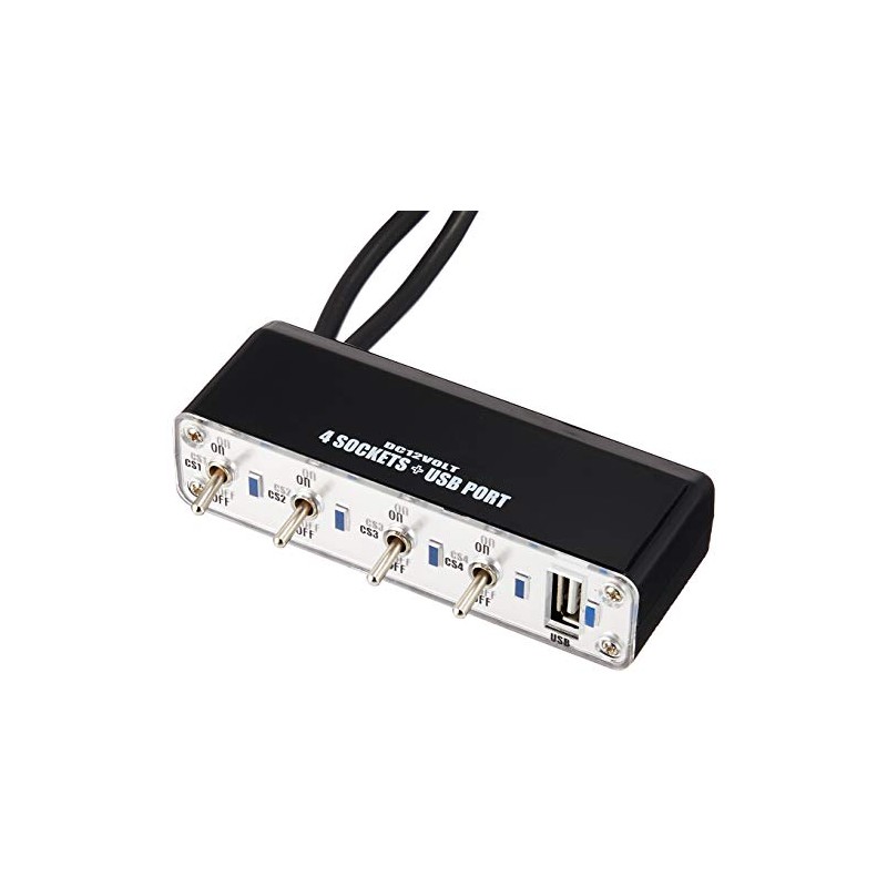 Braith 4連 シガーソケット USB DC12V セパレートスイッチ付き BS-500