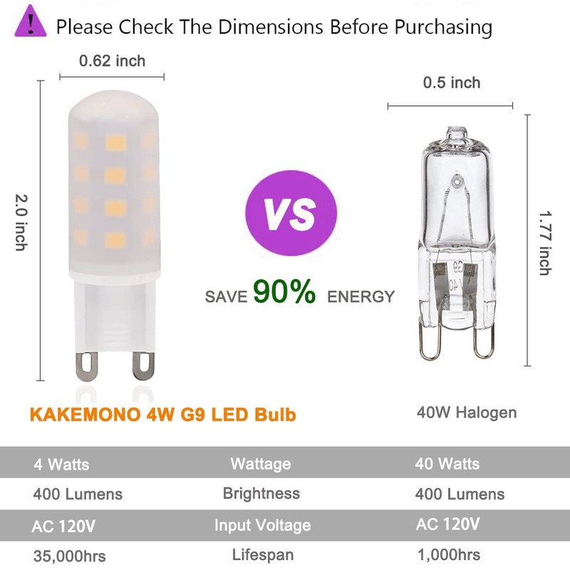 KAKEMONO G9 LED Bulb 4W, 40 Watt T4 G9 Halogen