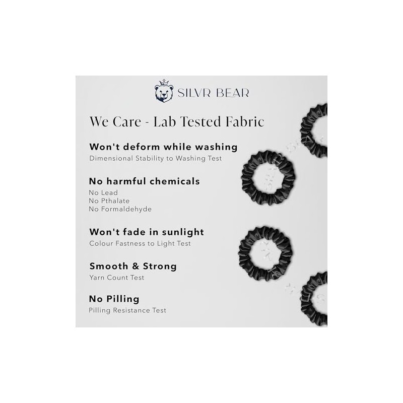 SILVR BEAR Luxury Satin Skinny Black Scrunchies