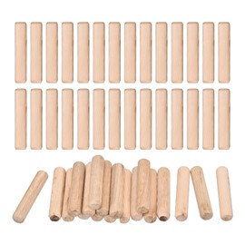 sourcing map 60 Pcs Wooden Dowel Pins 12x60mm(0.47x2.36) Fluted Beveled Ends Wood Dowel Pegs Dried Hardwood for Woodworking Furniture Shelf