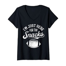 Womens I'm Just Here For The Snacks Funny Fantasy Football League V-Neck T-Shirt