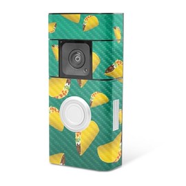 MightySkins Carbon Fiber Skin Compatible with Ring Video Doorbell Plus - Tacos | Protective, Durable Textured Carbon Fiber Finish | Easy to Apply, Remove, and Change Styles