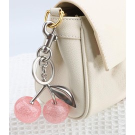 Uainhrt Simple Cherry Design Keychain Bag Handbag Purse Charm Decoration Accessories(Pink)
