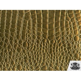 Vinyl Crocodile Gold Fake Leather Upholstery Fabric by The Yard