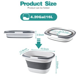 Goderewild Large Collapsible Mop Bucket 4.2 Gallon(16L) with Handle for House Cleaning, Space Saving Outdoor Multiuse Foldable Water Pail for Camping, Fishing, RV(1, Grey)