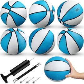 6 Pack Water Pool Basketballs Swimming Pool Rubber Basketball Blue Basketball for Swimming Pool Basketball Hoops Pool and Lake Waterproof Basketball for Pool Lake Party Favors (Light Blue, 8 Inch)