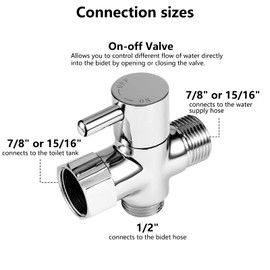 SOMDARHK Bidet T Adapter with Shut-off Valve: 3 Way Brass T-valve for Bidet 7/8”X 7/8”X 1/2” - Tee Connector Leakproof Adjust Water Pressure Toilet Attachment Bathroom Installation
