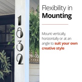 NACH Floating House Numbers, 6 inch Steel Black House Numbers for Outside - Number 2, Mid Century House Numbers with Mounting Hardware