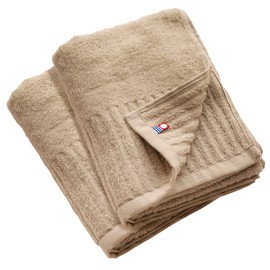B-PLAID Mini Bath Towel, Imabari Towel, Set of 2, Made in Japan, Ribbed, Long Pile, Soft and Thin, Quick Drying, Highly Absorbent, 100% Cotton, Beige