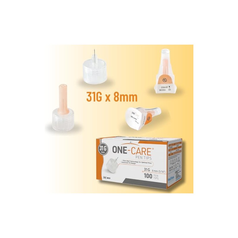 ONE-CARE Agujas Para Bolígrafos, 31 G X 8 Mm, Caja