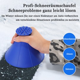 CHANGZHONG Car Ice Scraper with Funnel Round 360 Degree Magic Snow Scraper Ice Wonder Conical (Pack of 4)