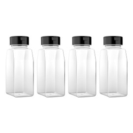 Mountain West Plastic Spice Jars with Shaker Lids (16 fl oz, 4-Pack) Reusable Jars Perfect for an Organized Kitchen