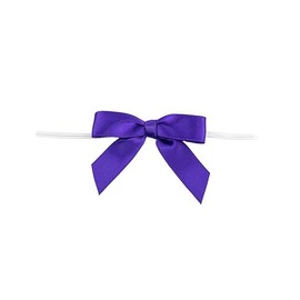 Reliant Ribbon 5171-28603-2X1 Satin Twist Tie Bows - Small Bows, 5/8 Inch X 100 Pieces, Purple Haze