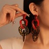 Kercisbeauty Red Leopard Print Acrylic Resin Chunky Earrings Big Statement