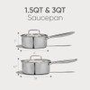 CAROTE 1.6Qt & 3.0Qt Stainless Steel Saucepan Set, Ceramic Pot