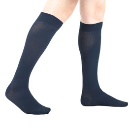 VENO CONTROL Elastic Knee Socks Unisex Adult 140 Denier Graduated Compression 18-21 mmHg, Made in Italy, from 36 to 46, White, Blue, Grey, Black, Brown, blue