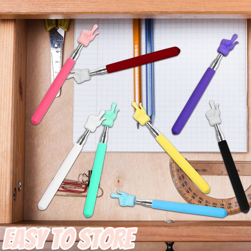 8Pcs Telescopic Teachers Pointer, Extendable Hand Pointer Finger Pointer Stick,