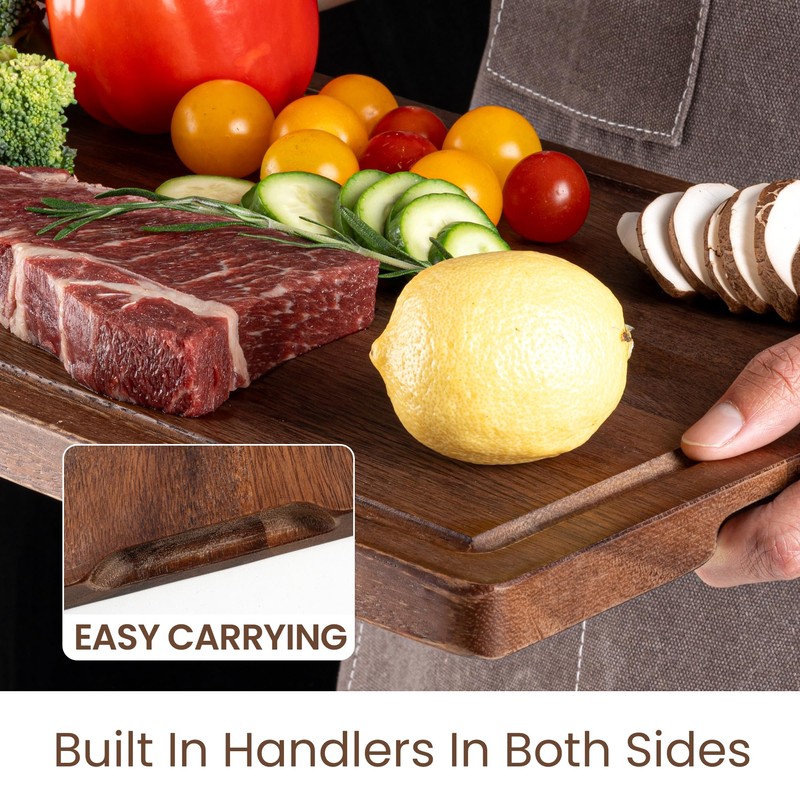 Fun Memories Black Walnut Cutting Board for Kitchen, Reversible Large