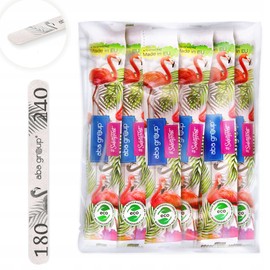 Aba Group Nail File 180/240 Straight Slim Flamingo Safe Packaging, Professional Nail File Set, Made in Europe, Pack of 100