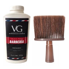 VG COSMETICS Talco Para Barberias Y Brocha Cepillo Uso Profesional