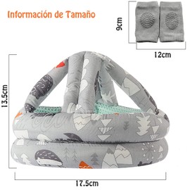 Casco de Seguridad para Bebés y Niños Pequeños, Pprotector de Cabeza para Niños, Cinturón de Protección Ajustable para la Cabeza para Aprender a Caminar, Gatear, Incluye 1 Rodillera Antideslizante